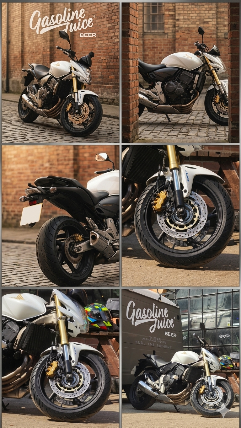 White Honda Hornet 600 — detail collage