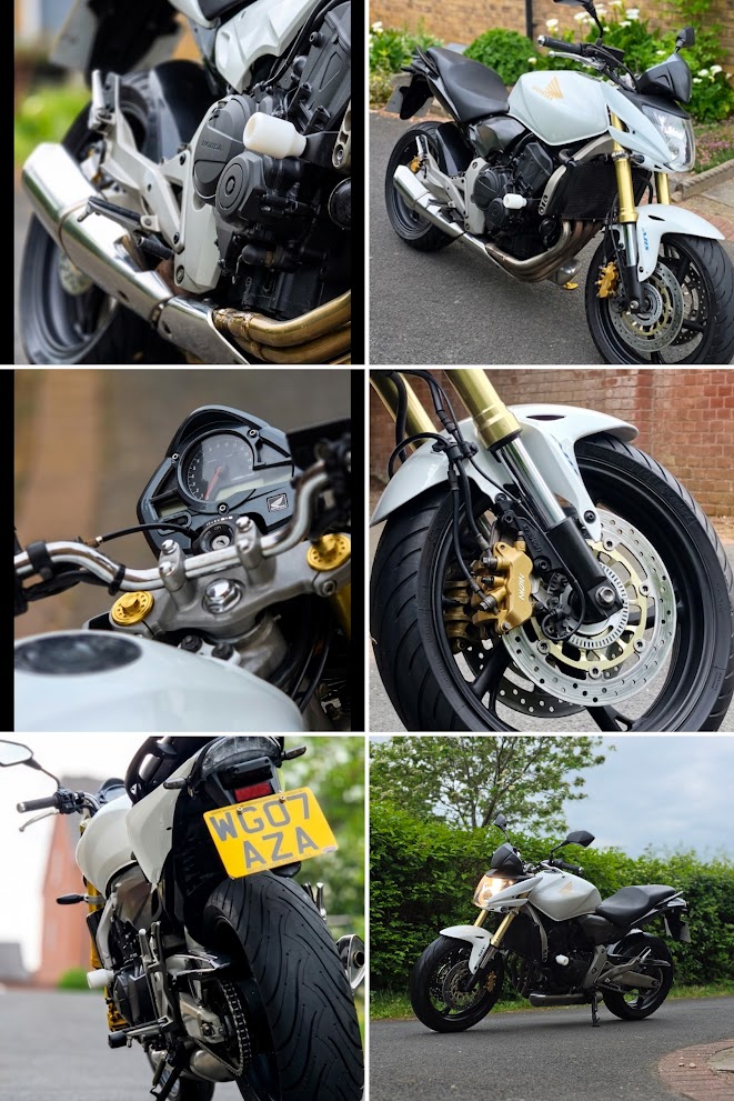 White Honda Hornet 600 — detail collage