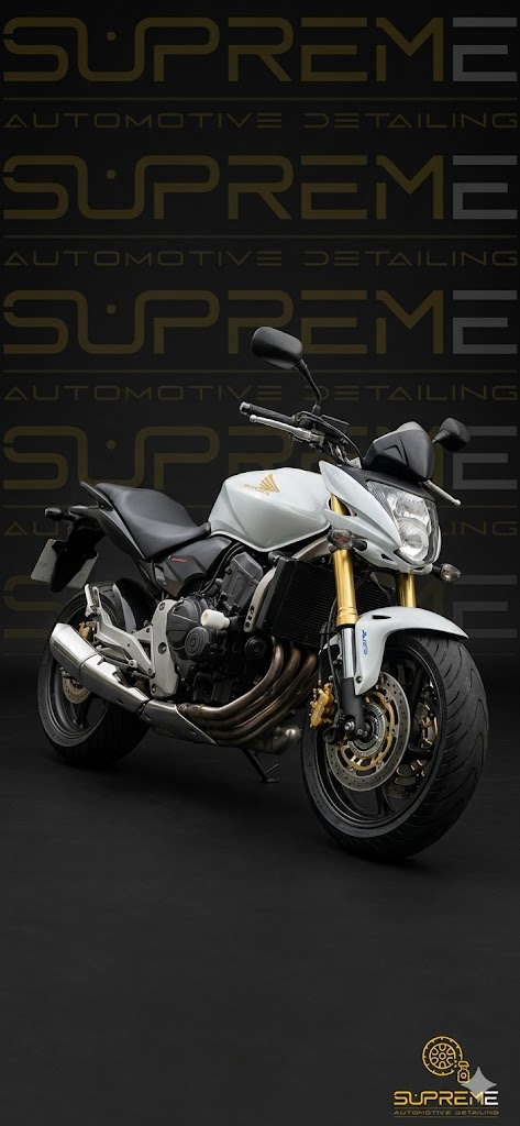 White Honda Hornet 600 — Supreme studio portrait